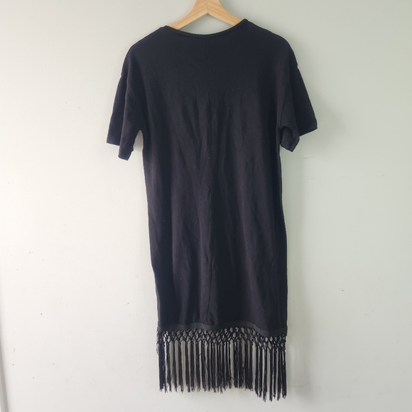 Zara Black Dress Tassel Fringe Hem Small - Picture 7 of 7
